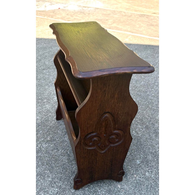 Brown Vintage French Book Trough Table With Fleur De Lis Design For Sale - Image 8 of 8