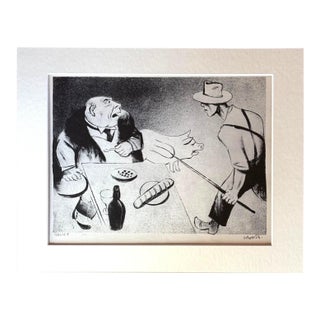 Vintage 1939 Print in 11x14 Mat, Ready to Frame: "Relief" by William Gropper For Sale