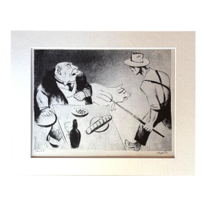 Vintage 1939 Print in 11x14 Mat, Ready to Frame: "Relief" by William Gropper