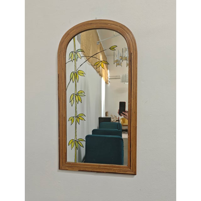 Italian Arched Mirror in Rattan Wicker, 1960s-1970s For Sale - Image 12 of 12