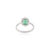 Exuding timeless elegance, this exquisite ring is crafted in 14k white gold and showcases a vibrant 0.89 carat emerald-cut...
