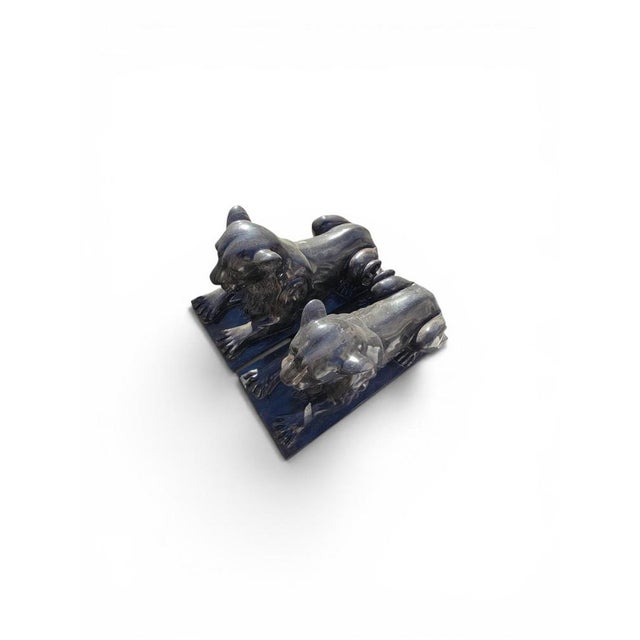 Stone Italian Artist, Lion Sculptures, Late 20th Century, Black Marble, Set of 2 For Sale - Image 7 of 12