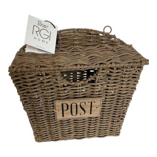 Vintage Wicker Post Hanging Basket For Sale