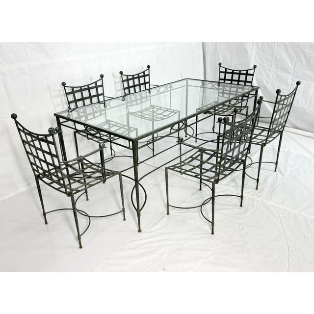 1970s Mario Papperzini for Salterini Iron Patio Dining Set, 6 Chairs & Matching Table, Attributed For Sale In Los Angeles - Image 6 of 18