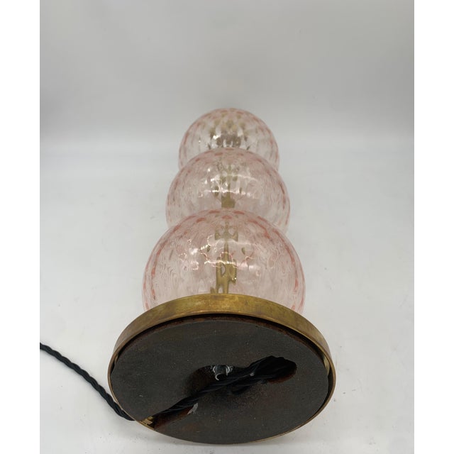 Murano Glass and Brass Table Lamp attributed to Mazzega, 1950s, Set of 2 For Sale - Image 3 of 6