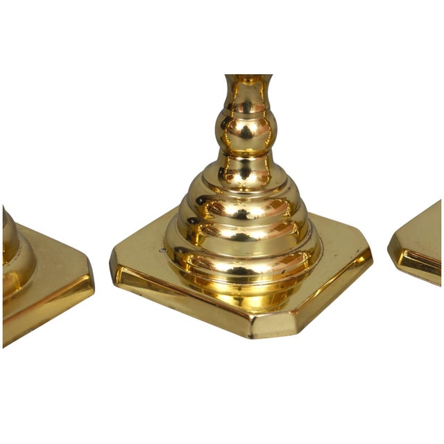 Late 20th Century Baldwin Brass Beehive Candlestick Holders, Set of 3 For Sale - Image 5 of 6