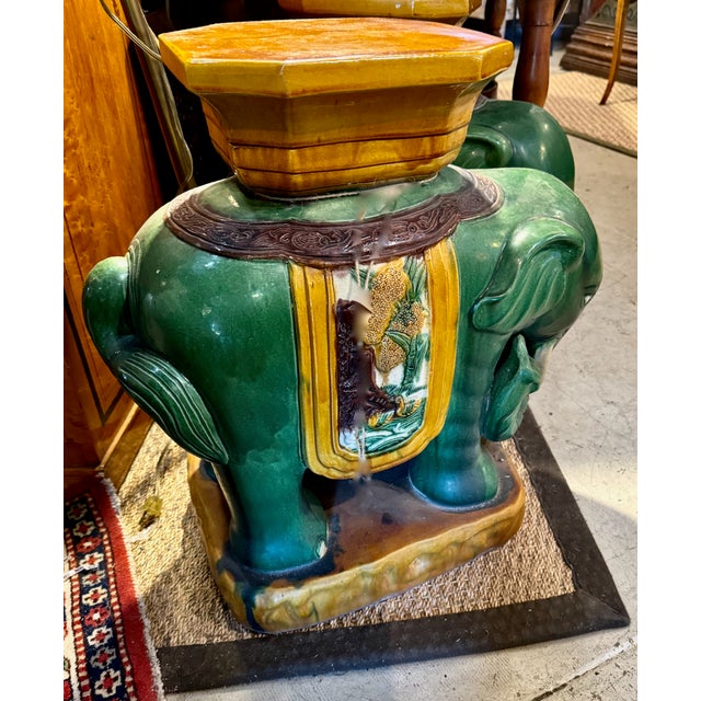 Ceramic Pair Elephant Form Garden Stools For Sale - Image 7 of 8