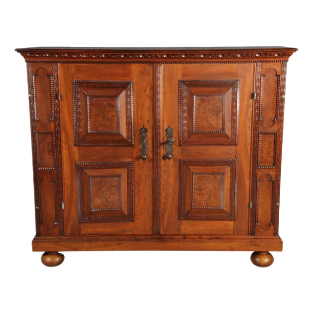 Antique Baroque Facade Half Cabinet in Walnut, 1700 For Sale