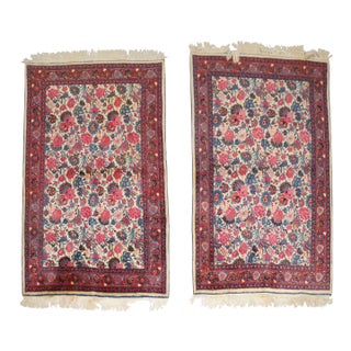 Pair of Ivory Floral Vintage Rugs, 4' X 6'7'' For Sale