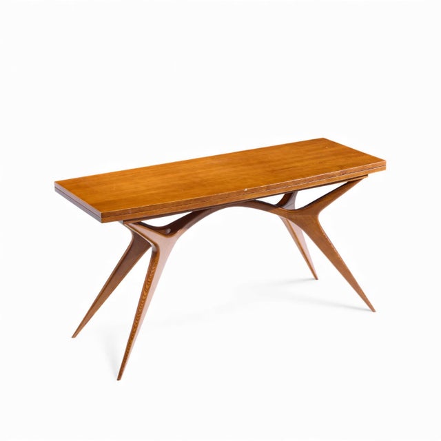 Mid 20th Century Giuseppe Scapinelli Mid Century Brazilian Walnut Console Flip Top Dining Table For Sale - Image 11 of 11