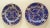 Unusual pair of flow blue Wedgwood plates have the added color of red throughout the design and on the outer rim.