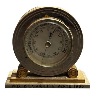 1935 Bancelin Paris Art Deco Presentation Barometer, “Prix De L’Aiguille Verte” For Sale