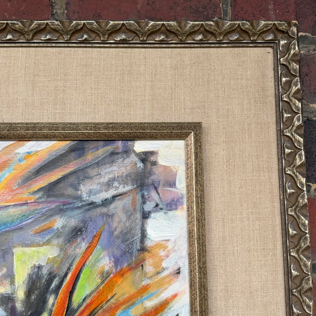 Mid 20th Century Expressionist Birds of Paradise Oil Painting Signed by Artist Spoonamore For Sale - Image 5 of 11