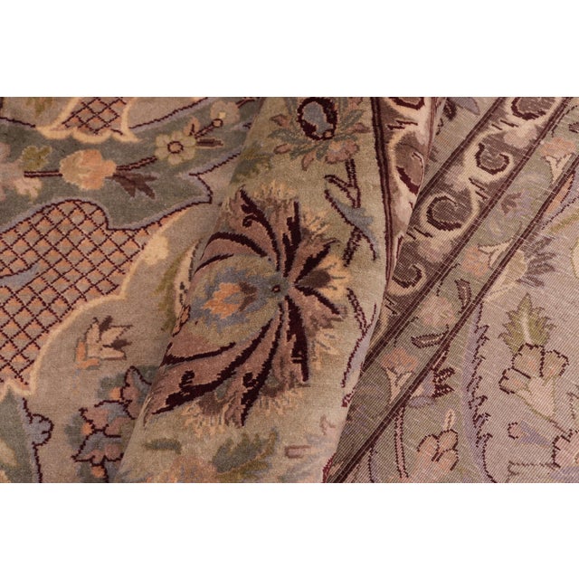 Textile Shabby Chic Agra Pak-Persian Green/Brown Wool Rug - 10'1'' X 14'3'' For Sale - Image 7 of 8