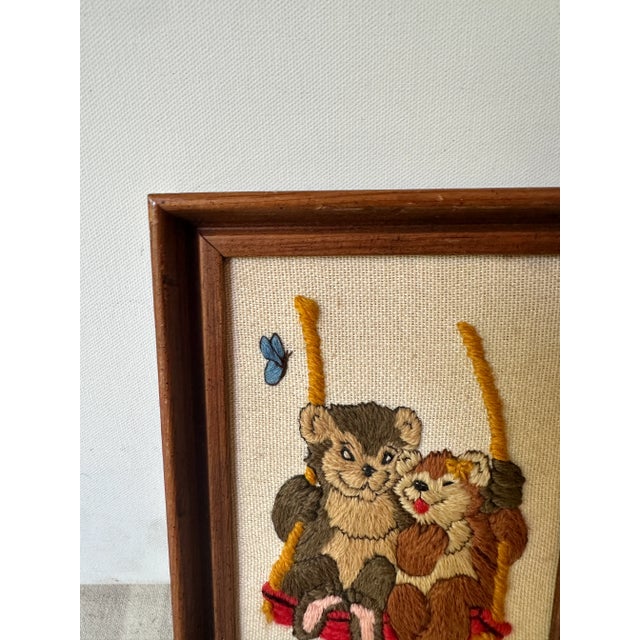 Up for consideration is a beautiful framed needlepoint of two bears. This would look lovely in your home and it is a great...
