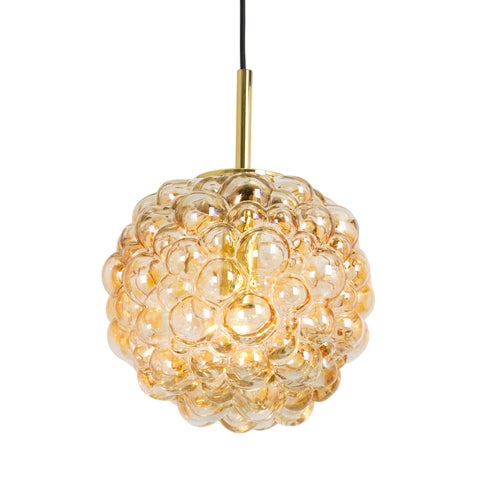 Large Amber Bubble Glass Pendant by Helena Tynell for Limburg, 1970s For Sale