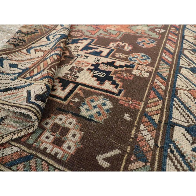 Galerie Shabab Collection Early 20th Century Caucasian Zeychur Kuba Throw Rug For Sale In New York - Image 6 of 6