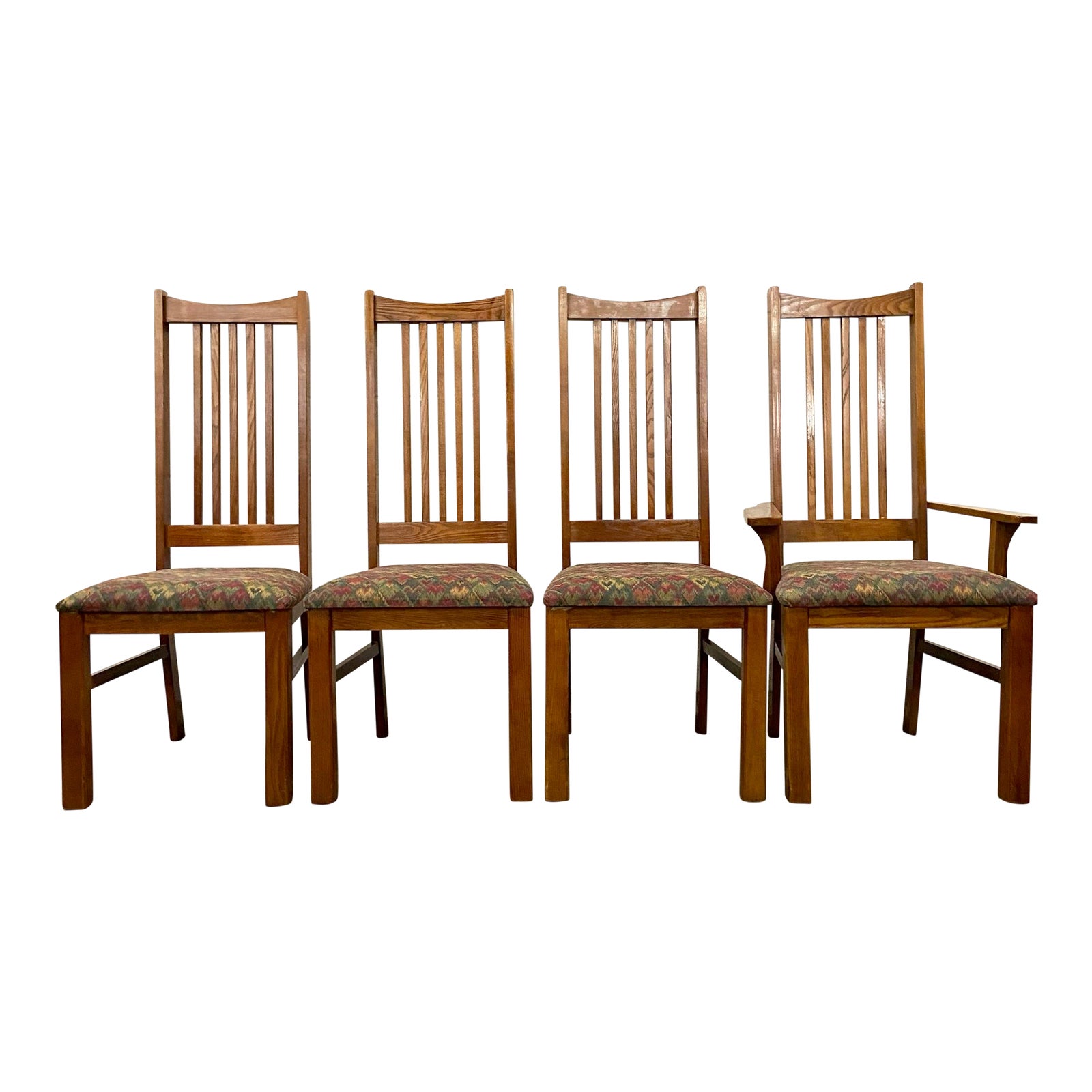 Vintage Bassett Furniture Oak Mission Arts and Crafts Style Dining