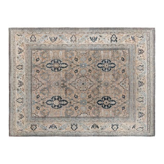 Early 20th Century Neutral Brown Persian Meshad Handwoven Wool Rug For Sale