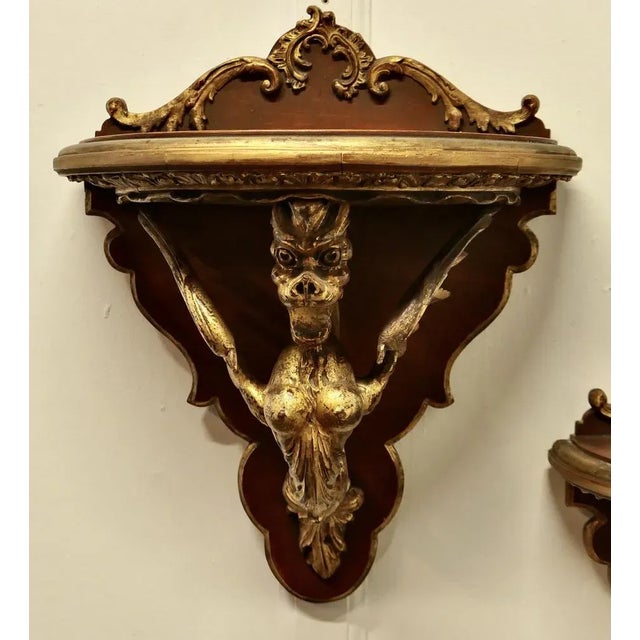 Large Italian Carved Gilt Wall Brackets, 1800s, Set of 2 For Sale - Image 9 of 11