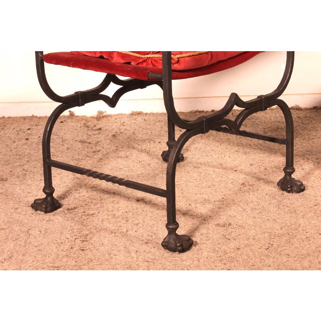 Set of Curule Armchairs in Wrought Iron and Bronze For Sale - Image 10 of 15