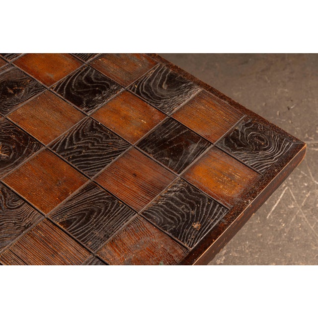 Brown Mid 20th Century Wooden Chess Table With Wooden Chess Pieces For Sale - Image 8 of 15