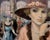 Pink Francois Batet -Elegant Woman W/ Hat at the Maxim De Paris-Oil Painting For Sale - Image 8 of 11