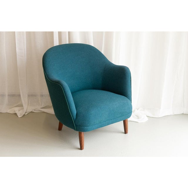 1950s Danish Modern Easy Chair in Teal Blue, 1950s For Sale - Image 5 of 18