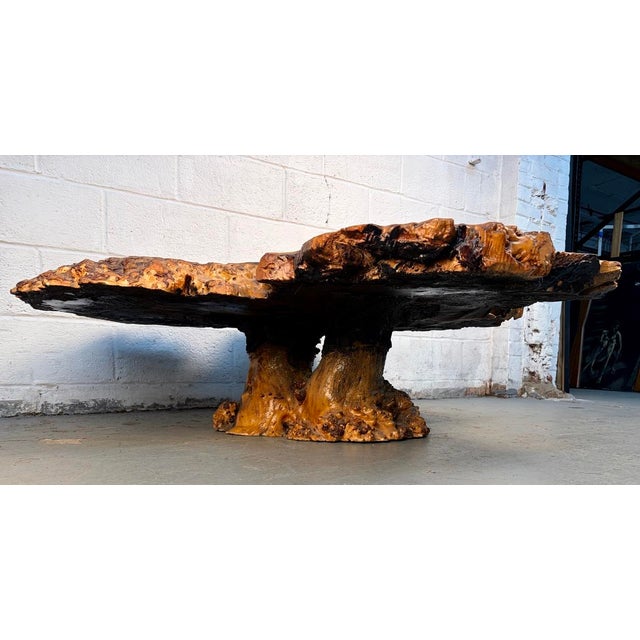 Wood Late 20th Century Live Edge Burl Wood Coffee Table With Glitter Epoxy For Sale - Image 7 of 13