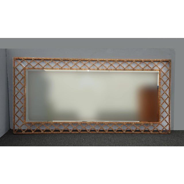 Vintage 86" Tall French Hollywood Regency Gold Iron Wall Mirror W Florettes For Sale - Image 4 of 12