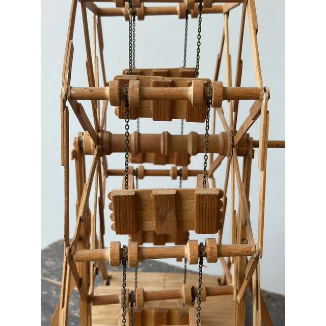 Vintage Folk Art Popsicle Stick + Spool Kinetic Ferris Wheel Sculpture, Circa 1970s For Sale - Image 15 of 17