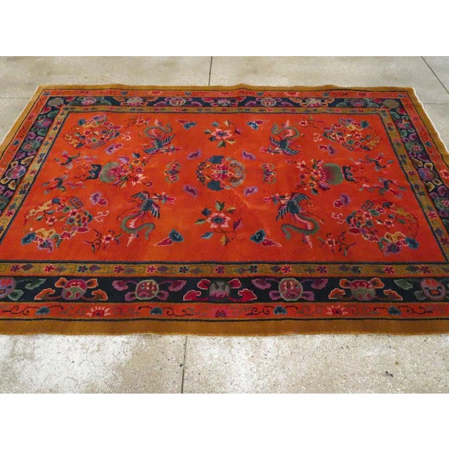 Textile Galerie Shabab Collection Mid-20th Century Handmade Chinese Art Deco Accent Carpet For Sale - Image 7 of 10