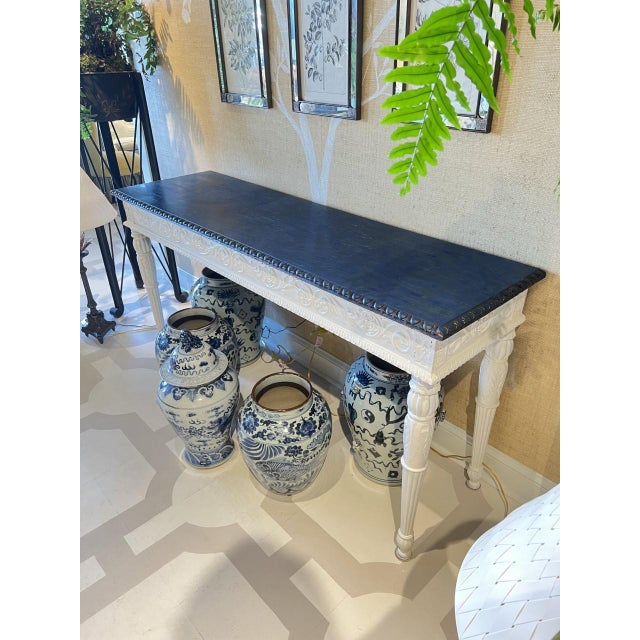 Rustic Painted Wood Console Table | Chairish