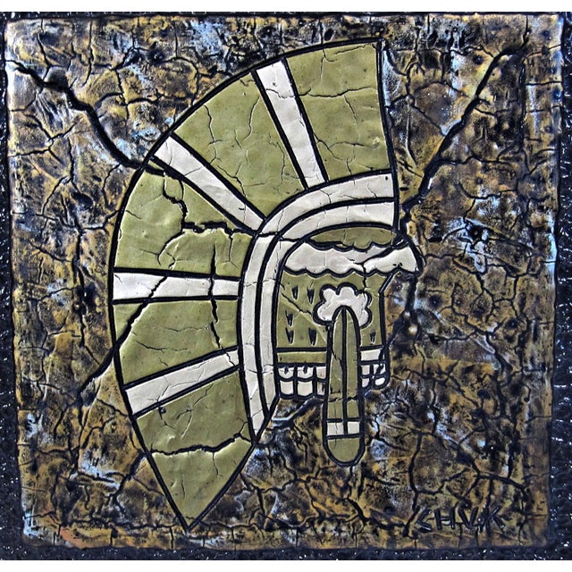 Mexican Chuk Morris 1974 Relief Headdress/Shield Ancient Mexican Motif, 11.5” For Sale - Image 3 of 9