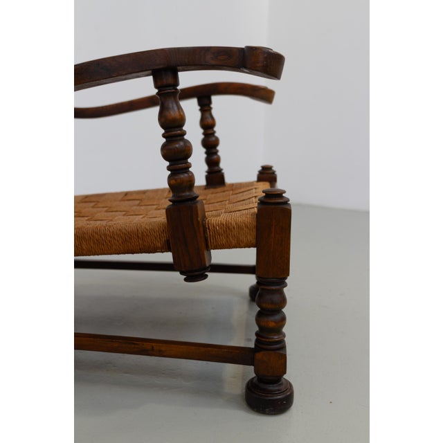 Danish Art Nouveau Lounge Chair in Oak and Papercord, 1930s For Sale - Image 10 of 18