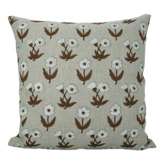 Premium Thick Linen Cushion Cover Floral Design 14x34 Inch- Kirti For Sale