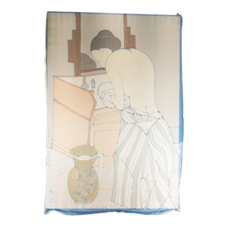 20th Century Decorative Print on Silk After "Woman Bathing" by Mary Cassatt For Sale