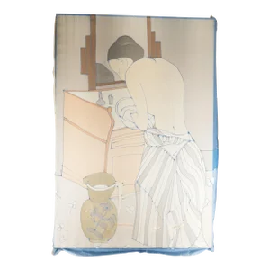 20th Century Decorative Print on Silk After "Woman Bathing" by Mary Cassatt