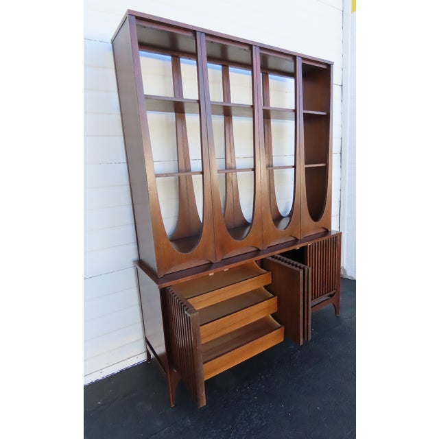 Wood Broyhill Brasilia Two Part Room Divider Wall Unit Shelf 6397 For Sale - Image 7 of 17