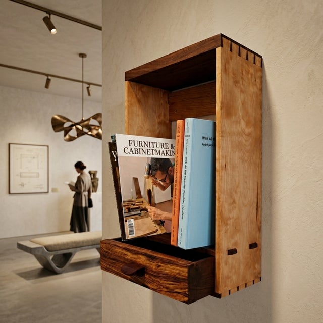 Journey Handmade Dovetailed Wall Bookcase by Giuseppe Deepak Benti For Sale - Image 6 of 6