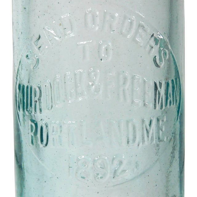 Wood Antique 1892 Murdoch & Freeman, Portland Maine Aqua-Tinted Blob-Top Pint Bottle For Sale - Image 7 of 9