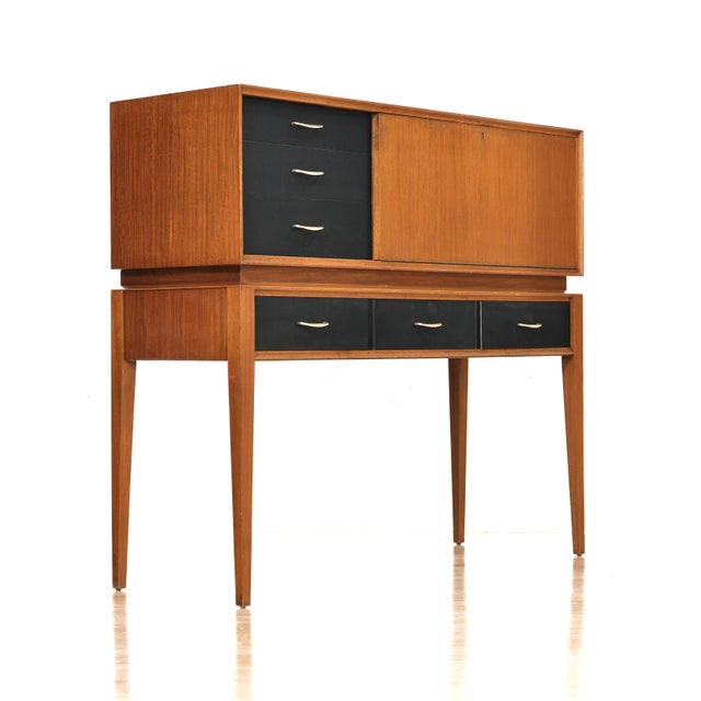 1960s Mid Century Tall Liquor Cabinet Credenza by Golden Key Furniture For Sale - Image 5 of 10