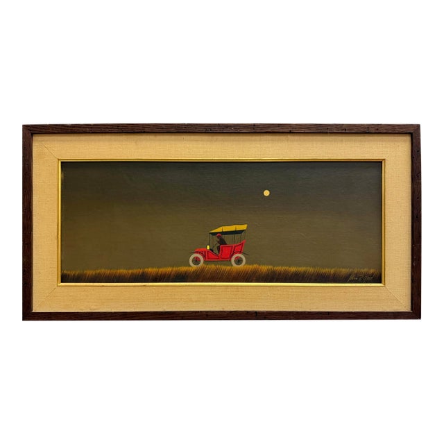 John R. Good Mid-Century Modern Oil Painting of a Motor Car For Sale