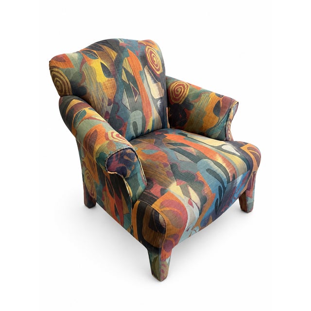 1990s Late 20th Century Postmodern Abstract Upholstered Lounge Chair For Sale - Image 5 of 6