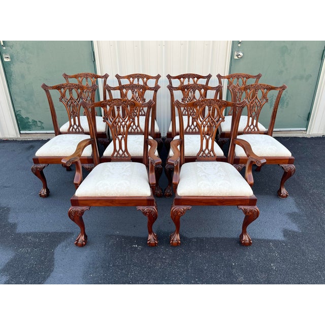 Ball and Claw Foot Chippendale Mahogany Dining Chairs- Set of 10 For Sale - Image 10 of 12