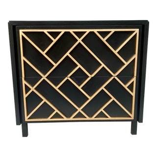 Vintage Heavy File Cabinet With Chinese Chippendale Pattern Overlay For Sale