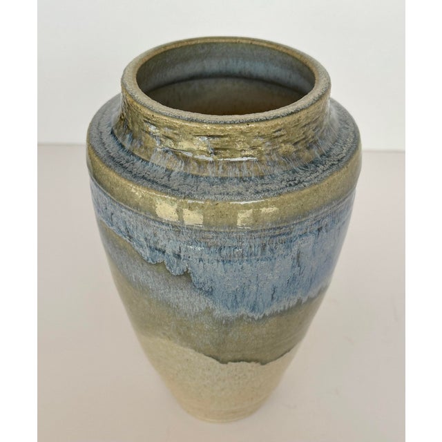 Mid-Century Modern Vintage Glazed Stoneware Vase, Signed Artist For Sale - Image 3 of 7