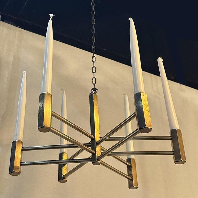 1960s Bronze Candelabra Chandelier for Six Candles, 1960s For Sale - Image 5 of 7