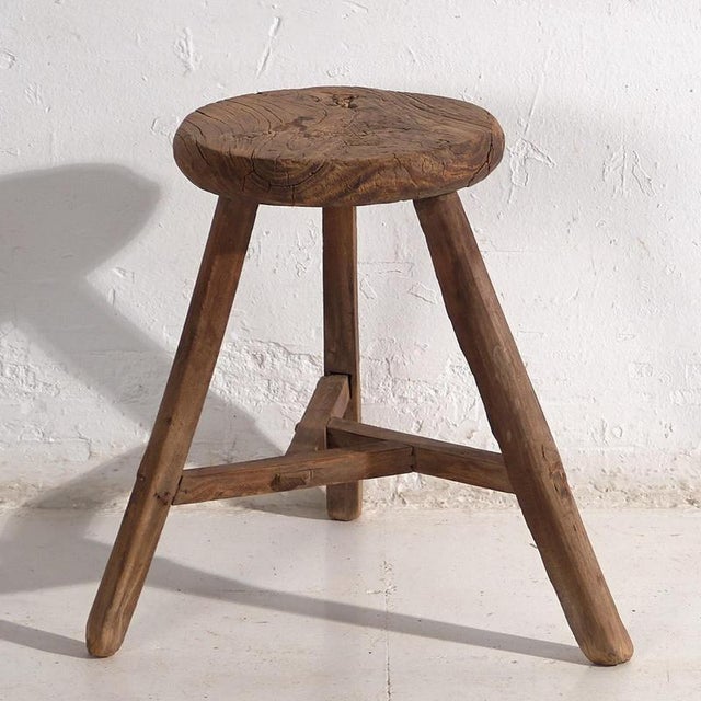 Antique Wabi Sabi Style Stool, 1900 For Sale - Image 10 of 10