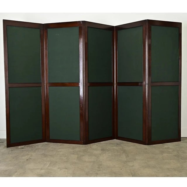 English English 19th Century Mahogany and Fabric Folding Screen Room Partition For Sale - Image 3 of 12
